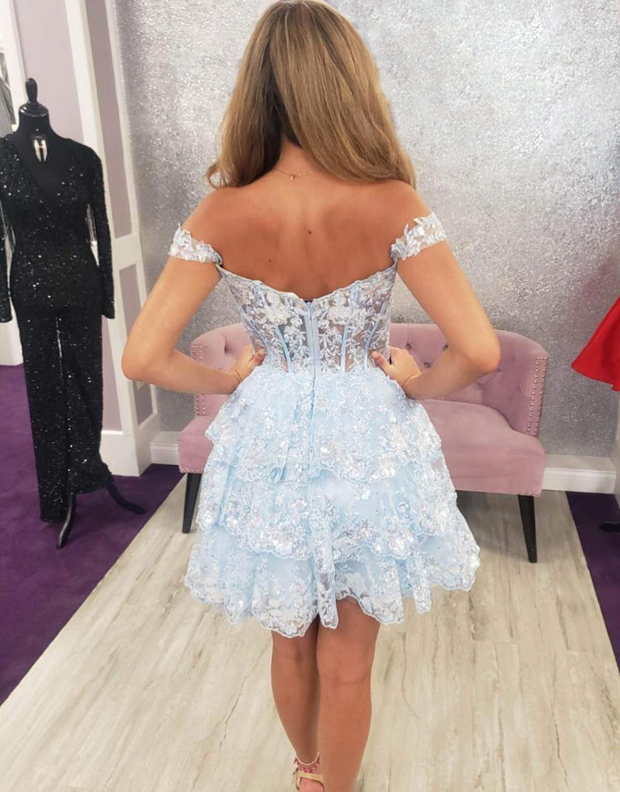 Sparkly Off The Shoulder Short Party Dress