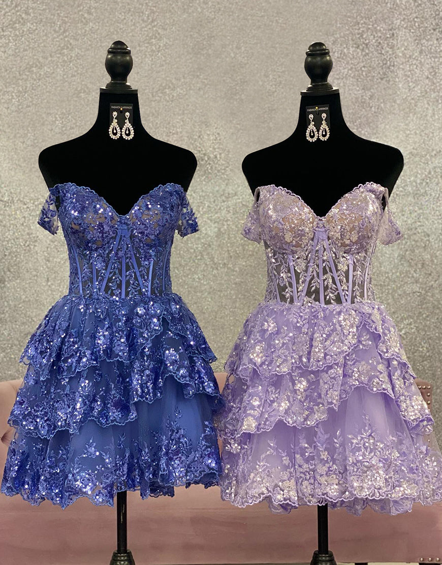 Sparkly Off The Shoulder Short Party Dress