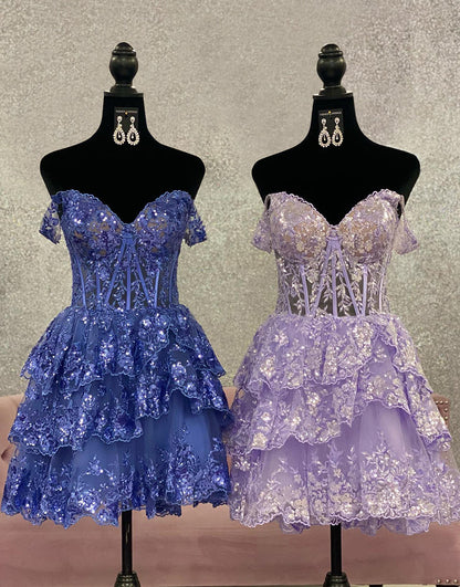 Sparkly Off The Shoulder Short Party Dress