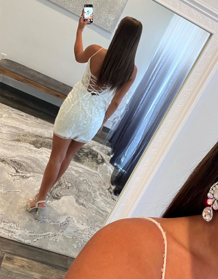 Gorgeous Lace Up Tight Glitter Homecoming Dress
