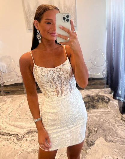 Gorgeous Lace Up Tight Glitter Homecoming Dress