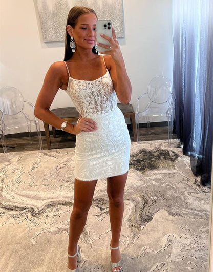Gorgeous Lace Up Tight Glitter Homecoming Dress