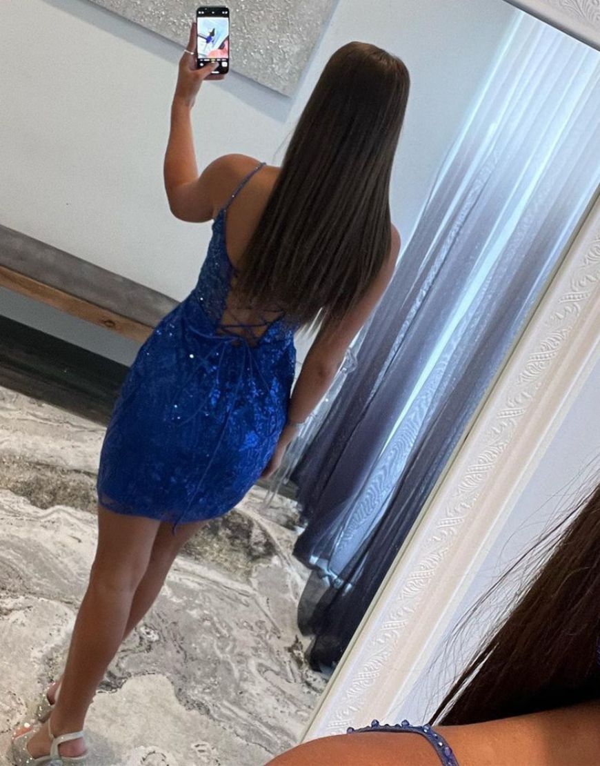 Gorgeous Lace Up Tight Glitter Homecoming Dress