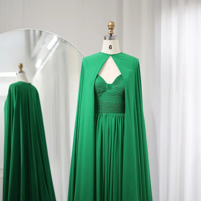Elegant Purple Chiffon Evening Dress with Cape