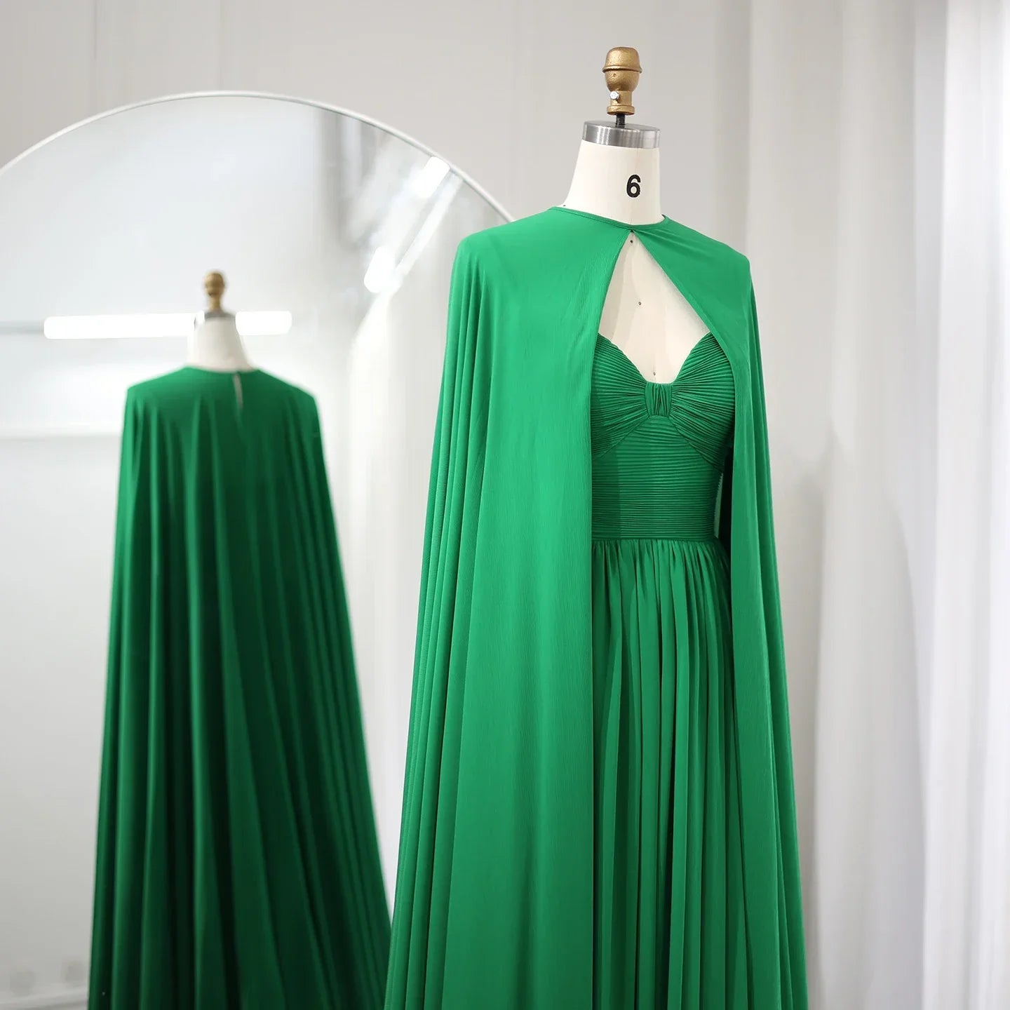 Elegant Purple Chiffon Evening Dress with Cape