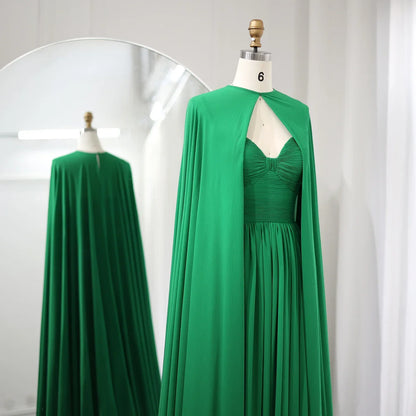 Elegant Purple Chiffon Evening Dress with Cape
