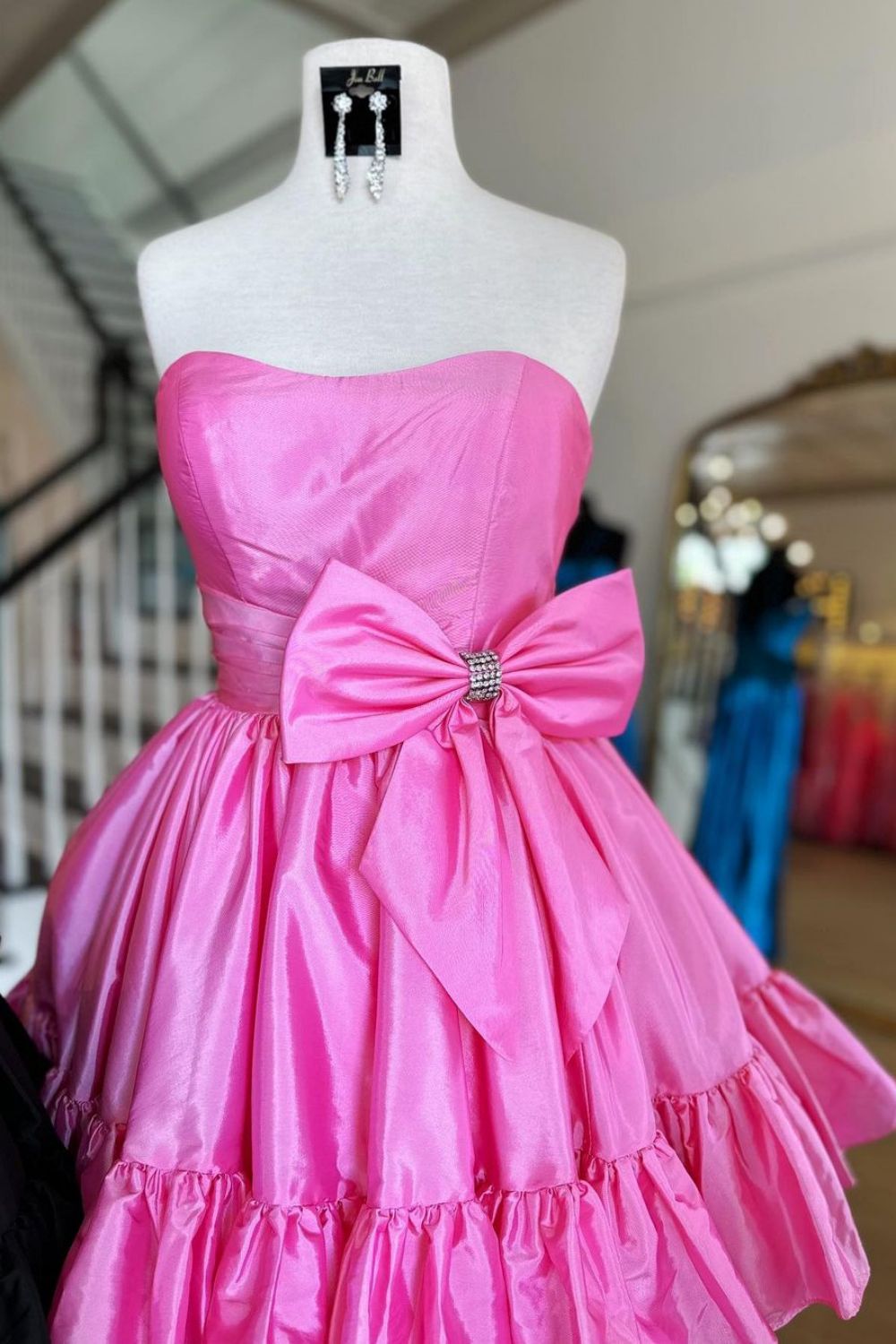 Simple Strapless Short Satin Homecoming Dress