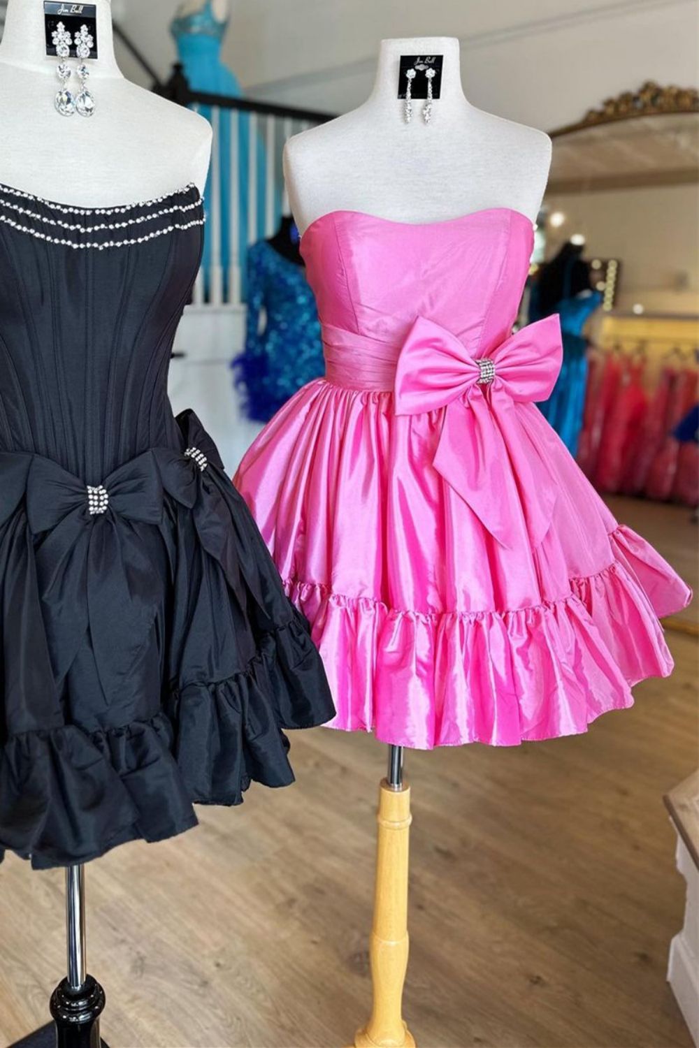 Simple Strapless Short Satin Homecoming Dress