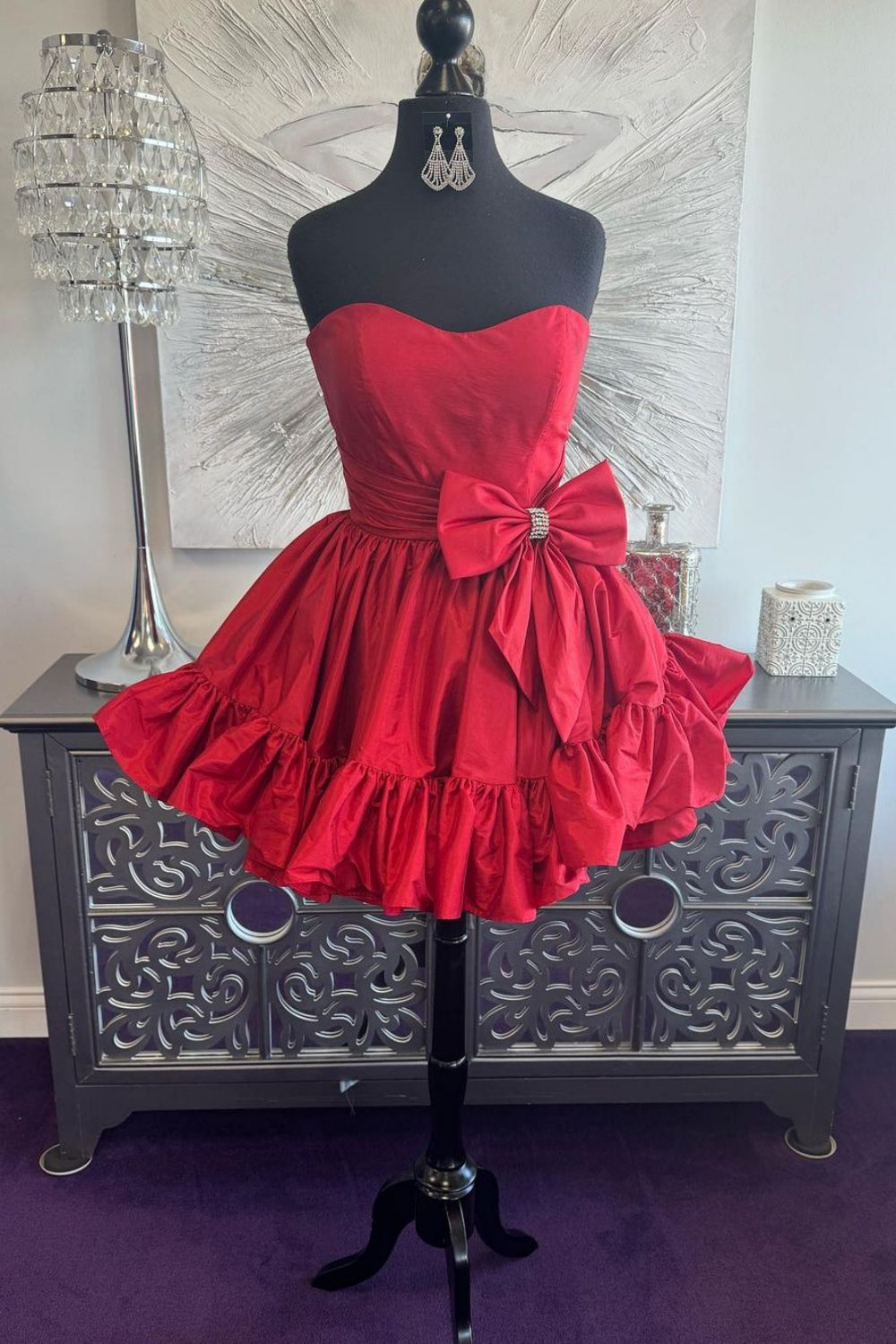 Simple Strapless Short Satin Homecoming Dress