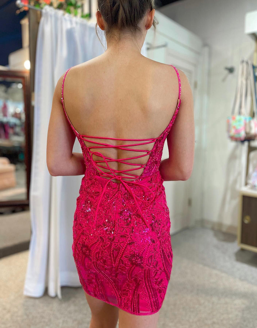 Gorgeous Lace Up Tight Glitter Homecoming Dress