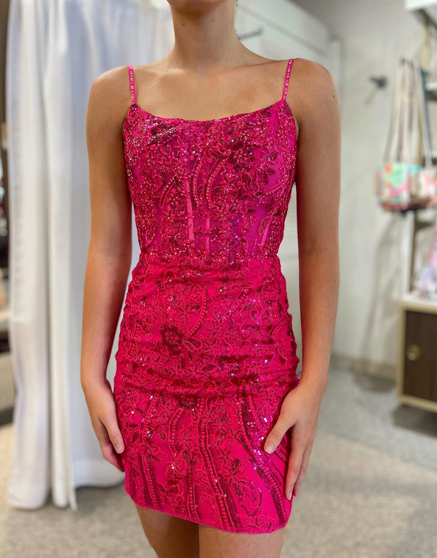 Gorgeous Lace Up Tight Glitter Homecoming Dress