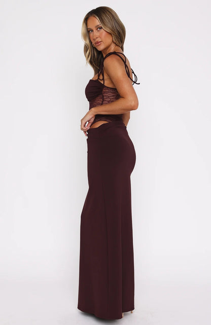 Burgundy Bodycon Maxi Mermaid  Party Dress